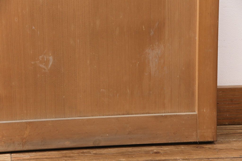 和製アンティーク　菱型の組子細工がおしゃれな組子入りガラス戸2枚セット(引き戸、建具)(R-051473)