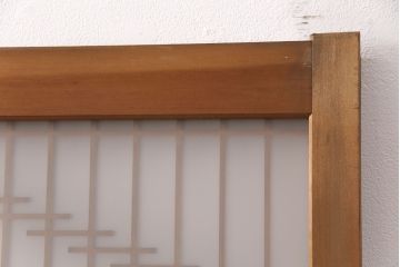 和製アンティーク　菱型の組子細工がおしゃれな組子入りガラス戸2枚セット(引き戸、建具)(R-051473)