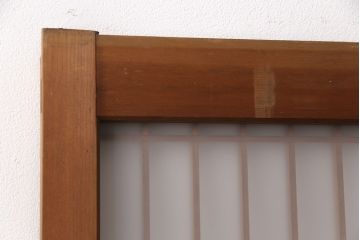 和製アンティーク　菱型の組子細工がおしゃれな組子入りガラス戸2枚セット(引き戸、建具)(R-051473)