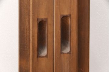 和製アンティーク　菱型の組子細工がおしゃれな組子入りガラス戸2枚セット(引き戸、建具)(R-051473)