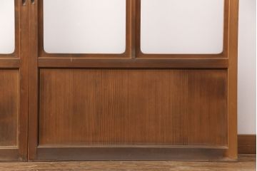 和製アンティーク　菱型の組子細工がおしゃれな組子入りガラス戸2枚セット(引き戸、建具)(R-051473)