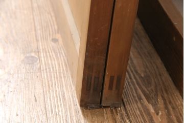 和製アンティーク　菱型の組子細工がおしゃれな組子入りガラス戸2枚セット(引き戸、建具)(R-051473)