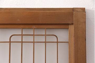 和製アンティーク　麻の葉　組子がおしゃれなガラス戸2枚セット(引き戸、建具)(R-051474)