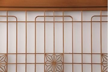 和製アンティーク　麻の葉　組子がおしゃれなガラス戸2枚セット(引き戸、建具)(R-051474)