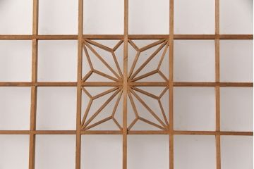 和製アンティーク　麻の葉　組子がおしゃれなガラス戸2枚セット(引き戸、建具)(R-051474)