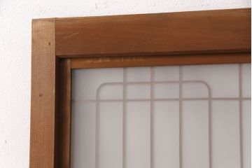 和製アンティーク　麻の葉　組子がおしゃれなガラス戸2枚セット(引き戸、建具)(R-051474)