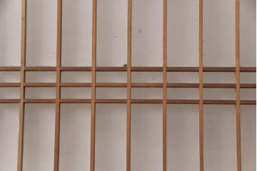 和製アンティーク　格子がお洒落なアクセントになったガラス戸2枚セット(建具、引き戸)(R-051475)