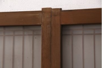 和製アンティーク　格子がお洒落なアクセントになったガラス戸2枚セット(建具、引き戸)(R-051475)