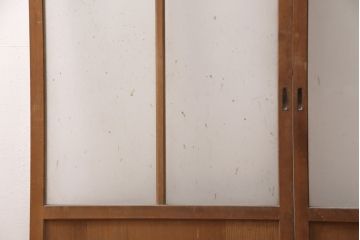 和製アンティーク　格子がお洒落なアクセントになったガラス戸2枚セット(建具、引き戸)(R-051475)