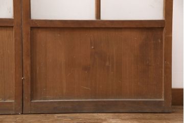 和製アンティーク　格子がお洒落なアクセントになったガラス戸2枚セット(建具、引き戸)(R-051475)