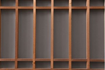 和製アンティーク　格子がお洒落なアクセントになったガラス戸2枚セット(建具、引き戸)(R-051476)