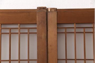 和製アンティーク　格子がお洒落なアクセントになったガラス戸2枚セット(建具、引き戸)(R-051476)