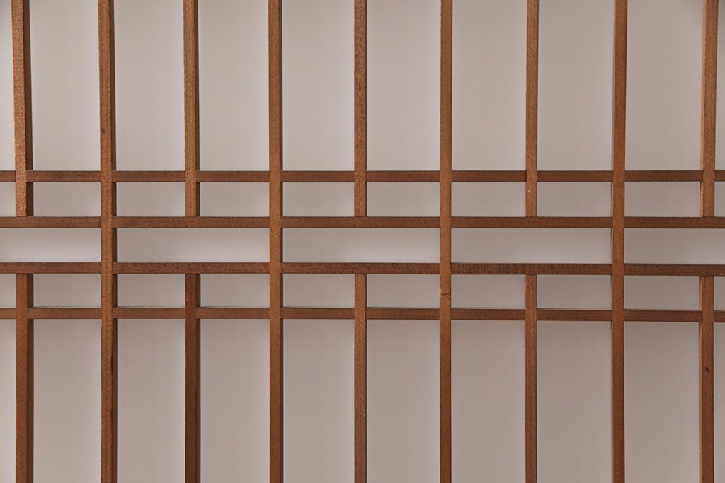 和製アンティーク　格子がお洒落なアクセントになったガラス戸2枚セット(建具、引き戸)(R-051476)