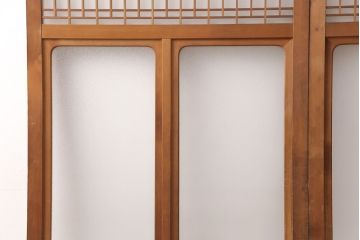 和製アンティーク　格子がお洒落なアクセントになったガラス戸2枚セット(建具、引き戸)(R-051476)