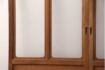 和製アンティーク　格子がお洒落なアクセントになったガラス戸2枚セット(建具、引き戸)(R-051476)