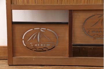 和製アンティーク　透かし彫りがアクセントの御簾戸1枚(建具、簾戸、簀戸、葭戸、夏障子、すど、葦戸)(R-051477)