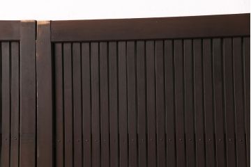 和製アンティーク　ダイヤガラス　幅広の縦格子が珍しい格子戸4枚セット(引き戸、建具)(R-051478)