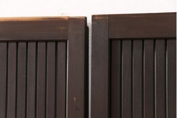 和製アンティーク　ダイヤガラス　幅広の縦格子が珍しい格子戸4枚セット(引き戸、建具)(R-051478)