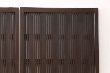 和製アンティーク　ダイヤガラス　幅広の縦格子が珍しい格子戸4枚セット(引き戸、建具)(R-051478)