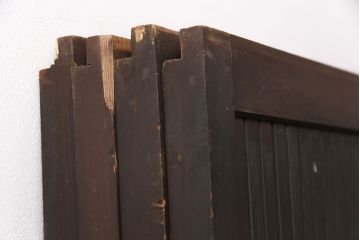 和製アンティーク　ダイヤガラス　幅広の縦格子が珍しい格子戸4枚セット(引き戸、建具)(R-051478)