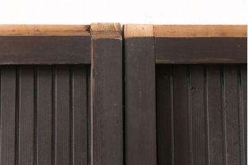 和製アンティーク　ダイヤガラス　幅広の縦格子が珍しい格子戸4枚セット(引き戸、建具)(R-051478)