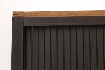 和製アンティーク　ダイヤガラス　幅広の縦格子が珍しい格子戸4枚セット(引き戸、建具)(R-051478)