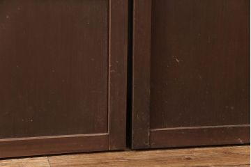 和製アンティーク　ダイヤガラス　幅広の縦格子が珍しい格子戸4枚セット(引き戸、建具)(R-051478)