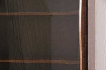 ヴィンテージ家具　ジャパンビンテージ　ローズウッド材　前面ガラスがおしゃれ!モダンな空間づくりに活躍する縦型キャビネット(日田工芸)(ブックケース、本箱、収納棚、飾り棚、陳列棚)(R-051498)