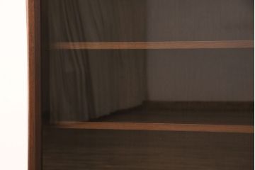 ヴィンテージ家具　ジャパンビンテージ　ローズウッド材　前面ガラスがおしゃれ!モダンな空間づくりに活躍する縦型キャビネット(日田工芸)(ブックケース、本箱、収納棚、飾り棚、陳列棚)(R-051498)