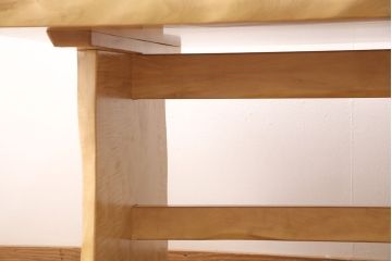 中古　国産手造り家具　総イチョウ材　極厚な一枚板(60mm)の天板が高級感を漂わせる片袖机(プレジデントデスク、ワークデスク、在宅ワーク、在宅用)(R-051500)