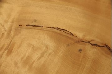 中古　国産手造り家具　総イチョウ材　極厚な一枚板(60mm)の天板が高級感を漂わせる片袖机(プレジデントデスク、ワークデスク、在宅ワーク、在宅用)(R-051500)