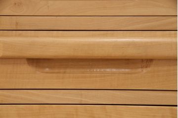 中古　国産手造り家具　総イチョウ材　極厚な一枚板(60mm)の天板が高級感を漂わせる片袖机(プレジデントデスク、ワークデスク、在宅ワーク、在宅用)(R-051500)