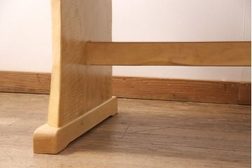 中古　国産手造り家具　総イチョウ材　極厚な一枚板(60mm)の天板が高級感を漂わせる片袖机(プレジデントデスク、ワークデスク、在宅ワーク、在宅用)(R-051500)