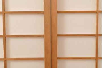 ヴィンテージ建具　和製ビンテージ　明るい木肌が和やかな雰囲気を生み出すシンプルな障子戸4枚セット(引き戸、建具)(R-051503)