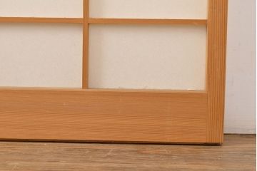 ヴィンテージ建具　和製ビンテージ　明るい木肌が和やかな雰囲気を生み出すシンプルな障子戸4枚セット(引き戸、建具)(R-051503)