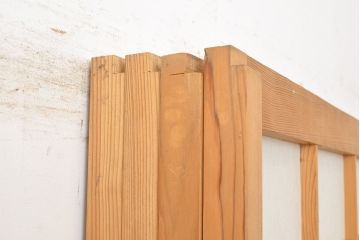 ヴィンテージ建具　和製ビンテージ　明るい木肌が和やかな雰囲気を生み出すシンプルな障子戸4枚セット(引き戸、建具)(R-051503)