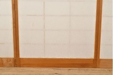 ヴィンテージ建具　和製ビンテージ　明るい木肌が和やかな雰囲気を生み出すシンプルな障子戸4枚セット(引き戸、建具)(R-051503)