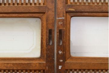 ヴィンテージ建具　和製ビンテージ　趣深い佇まいの裏障子付き格子戸4枚セット(引き戸、建具)(R-051504)