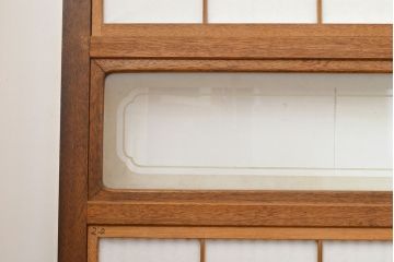 ヴィンテージ建具　和製ビンテージ　趣深い佇まいの裏障子付き格子戸4枚セット(引き戸、建具)(R-051504)