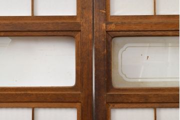ヴィンテージ建具　和製ビンテージ　趣深い佇まいの裏障子付き格子戸4枚セット(引き戸、建具)(R-051504)