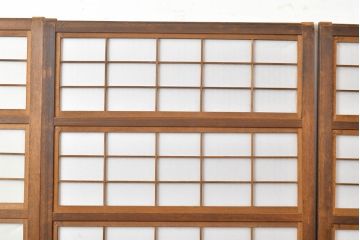 ヴィンテージ建具　和製ビンテージ　趣深い佇まいの裏障子付き格子戸4枚セット(引き戸、建具)(R-051504)