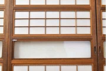 ヴィンテージ建具　和製ビンテージ　趣深い佇まいの裏障子付き格子戸4枚セット(引き戸、建具)(R-051504)