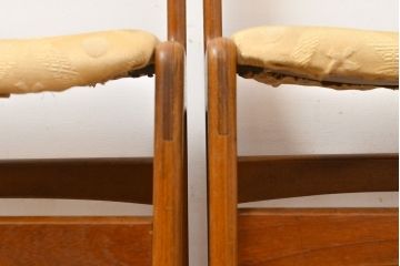 イギリスヴィンテージ　チーク材　すっきりとしたデザインが取り入れやすいダイニングチェア4脚セット(椅子、イス、ビンテージ)(R-051507)