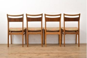 イギリスヴィンテージ　エルム材　エキゾチックな雰囲気のダイニングチェア4脚セット(椅子、イス、ビンテージ)(R-051508)