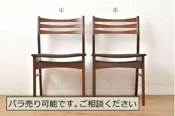北欧ヴィンテージ　チーク材　メンズライクなお部屋にも合う、シャープなデザインが格好良いダイニングチェア2脚セット(椅子、イス、ビンテージ)(R-051509)