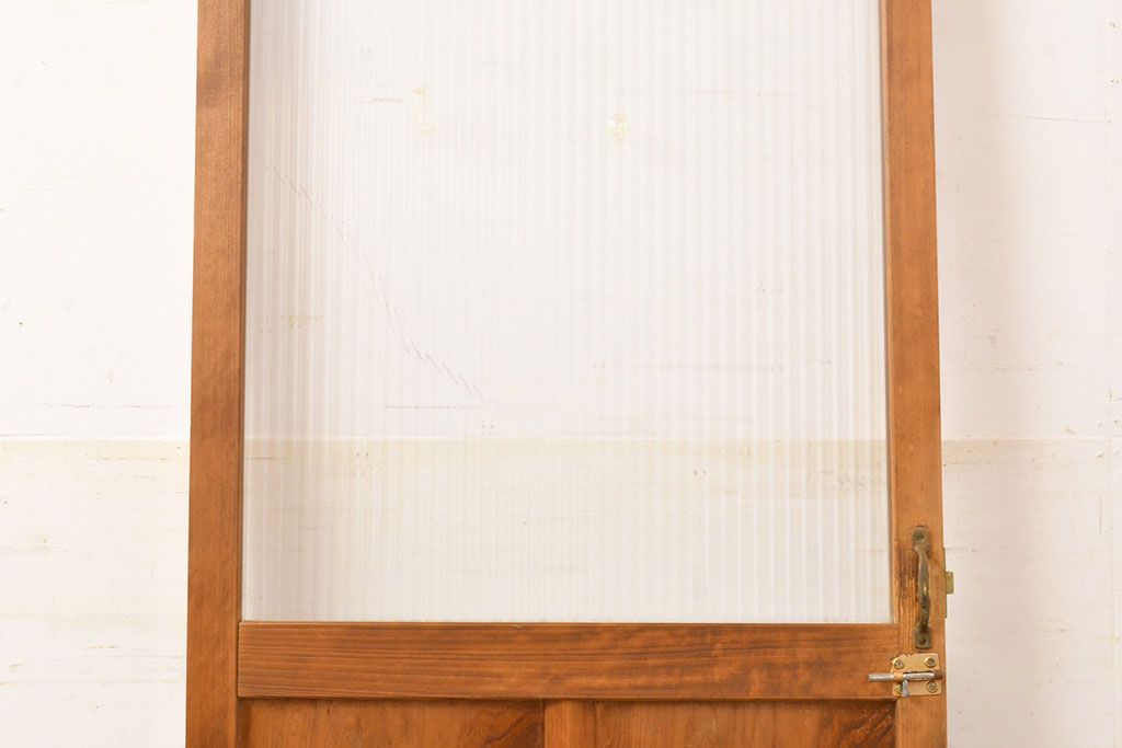 和製アンティーク　お洒落な空間作りを叶える、モールガラス入りのガラス扉1枚(建具、ドア)(R-051511)