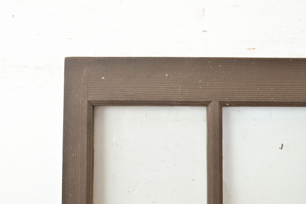 和製アンティーク　懐かしい雰囲気が漂う格子のガラス戸2枚セット(建具、引き戸)(R-051512)