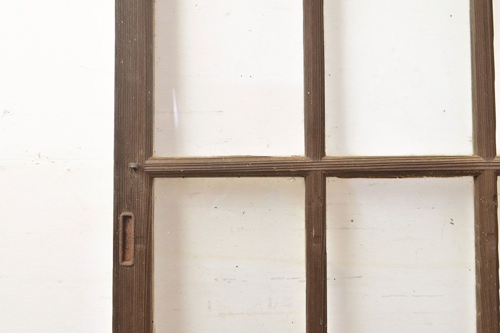 和製アンティーク　懐かしい雰囲気が漂う格子のガラス戸2枚セット(建具、引き戸)(R-051512)