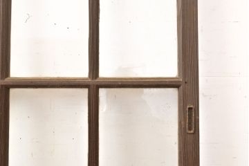 和製アンティーク　懐かしい雰囲気が漂う格子のガラス戸2枚セット(建具、引き戸)(R-051512)