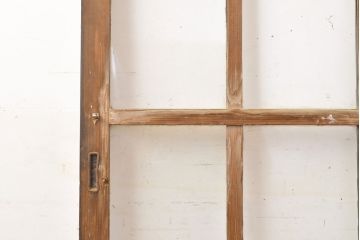 和製アンティーク　懐かしい雰囲気が漂う格子のガラス戸2枚セット(建具、引き戸)(R-051512)